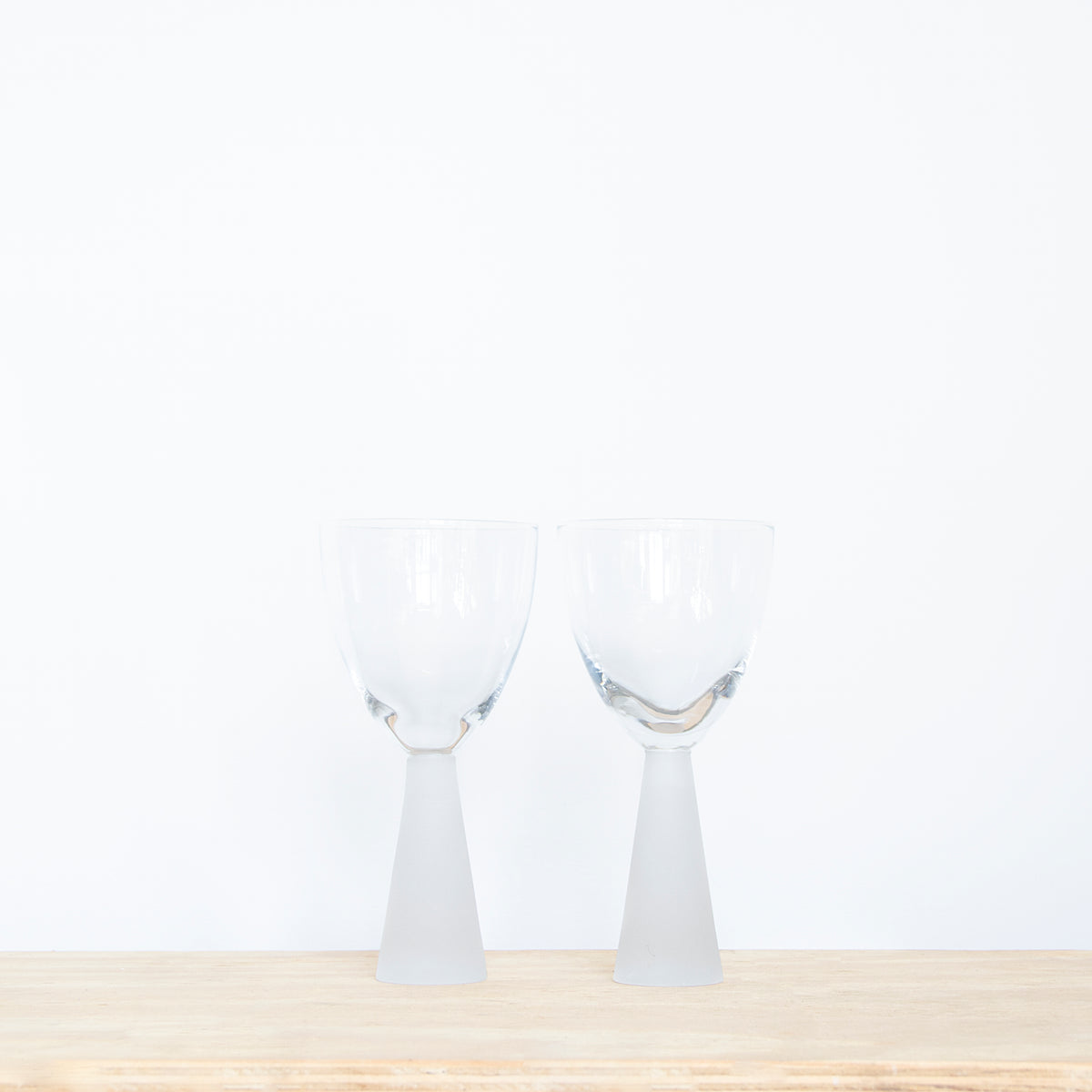 Frosted Stem Wine Glasses, Set of 2