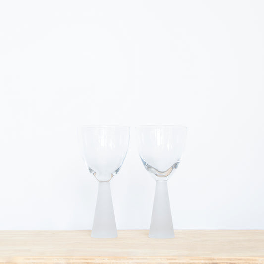 Frosted Stem Wine Glasses, Set of 2