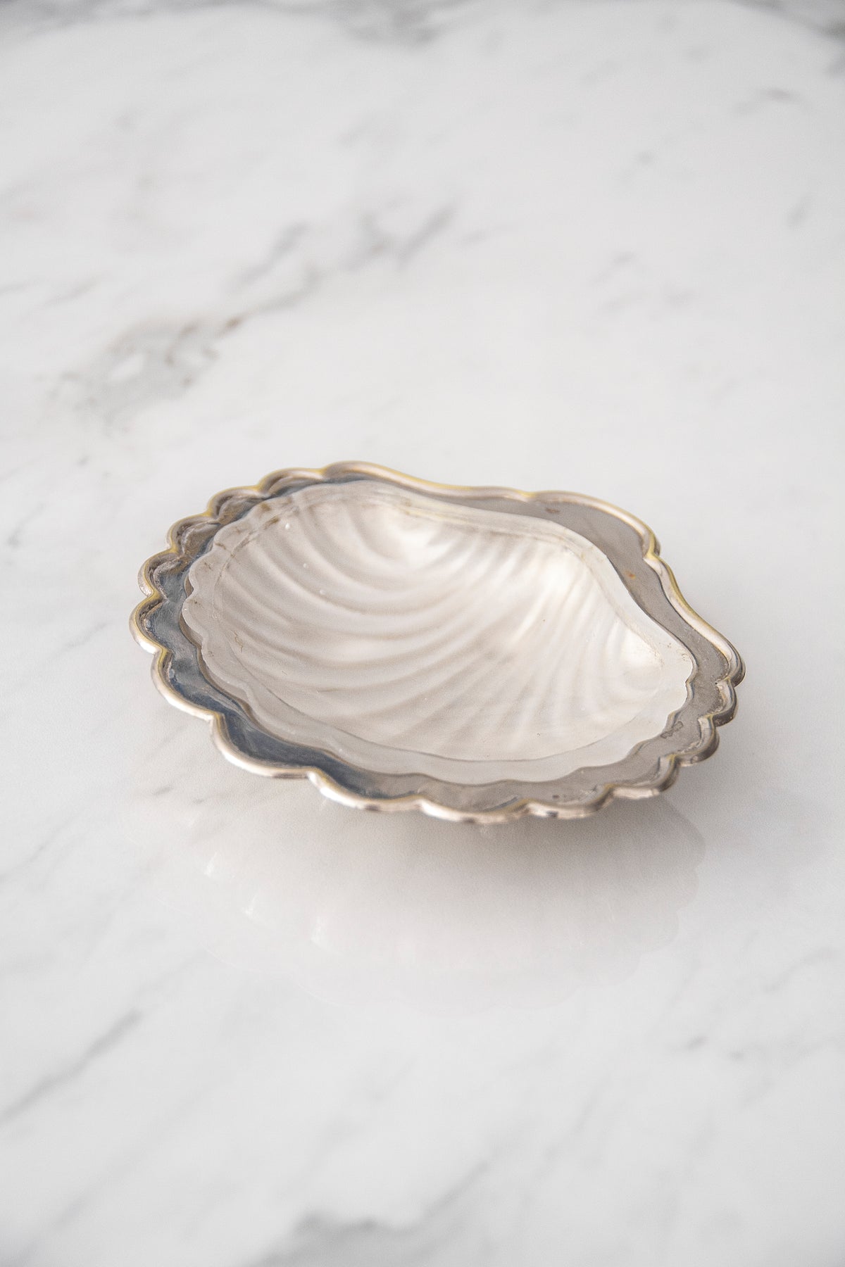 Antique Scallop Butter Dish