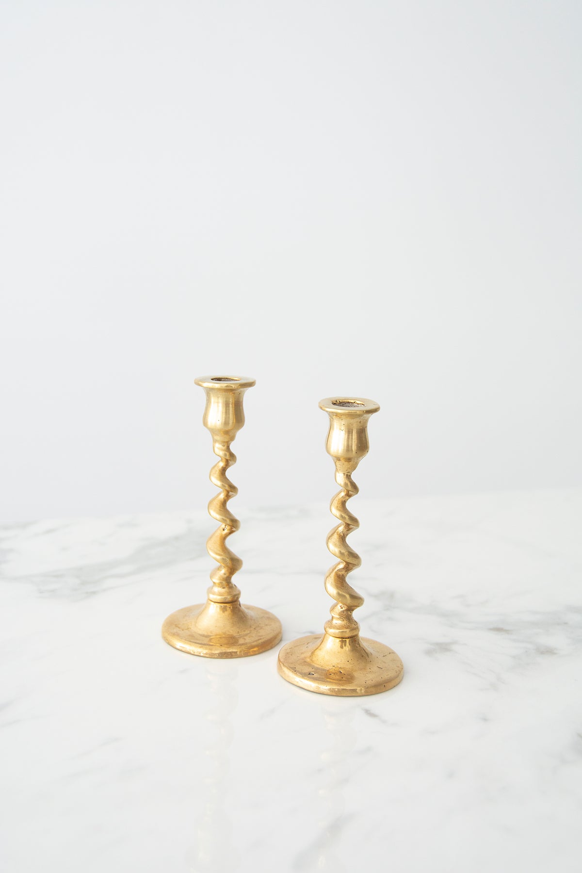 Twist Brass Candlestick Holders