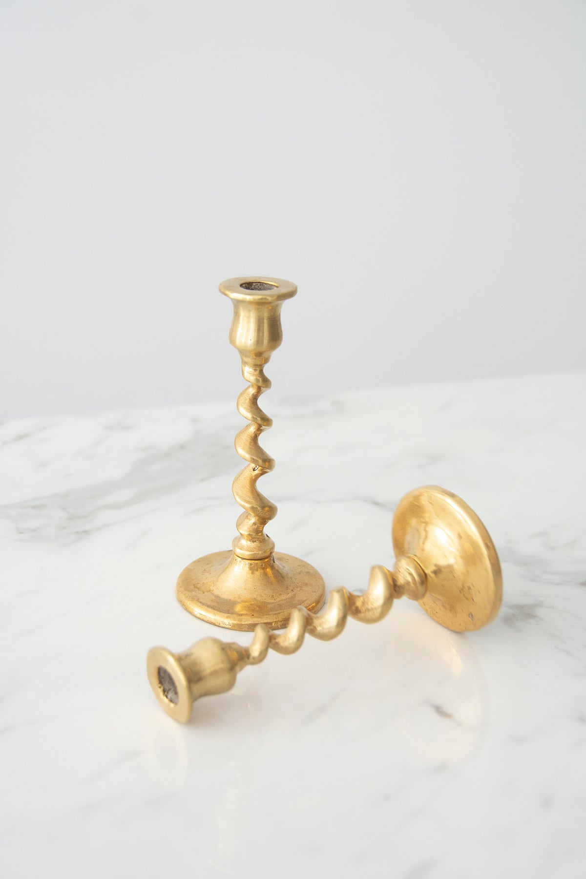 Twist Brass Candlestick Holders