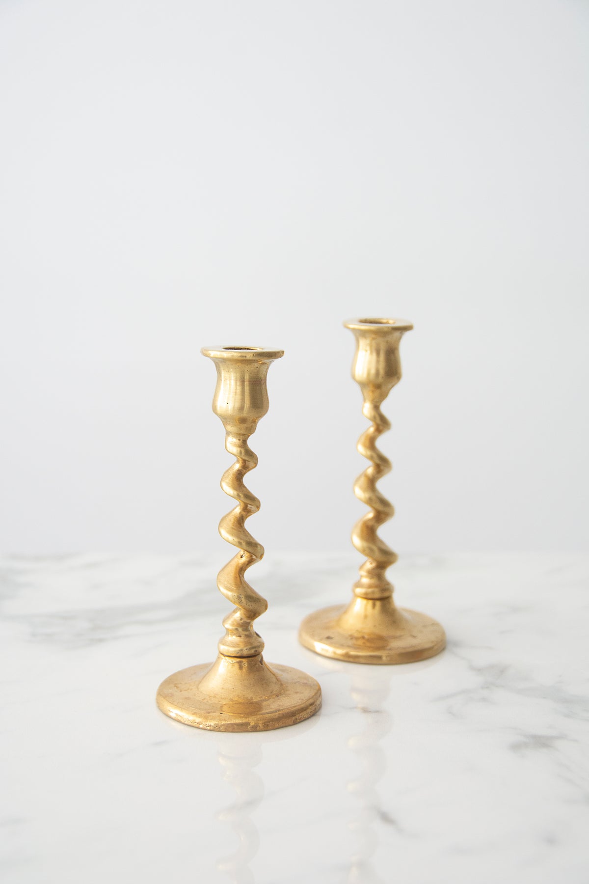 Twist Brass Candlestick Holders