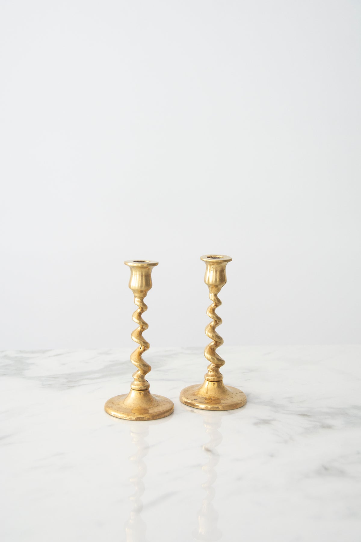 Twist Brass Candlestick Holders